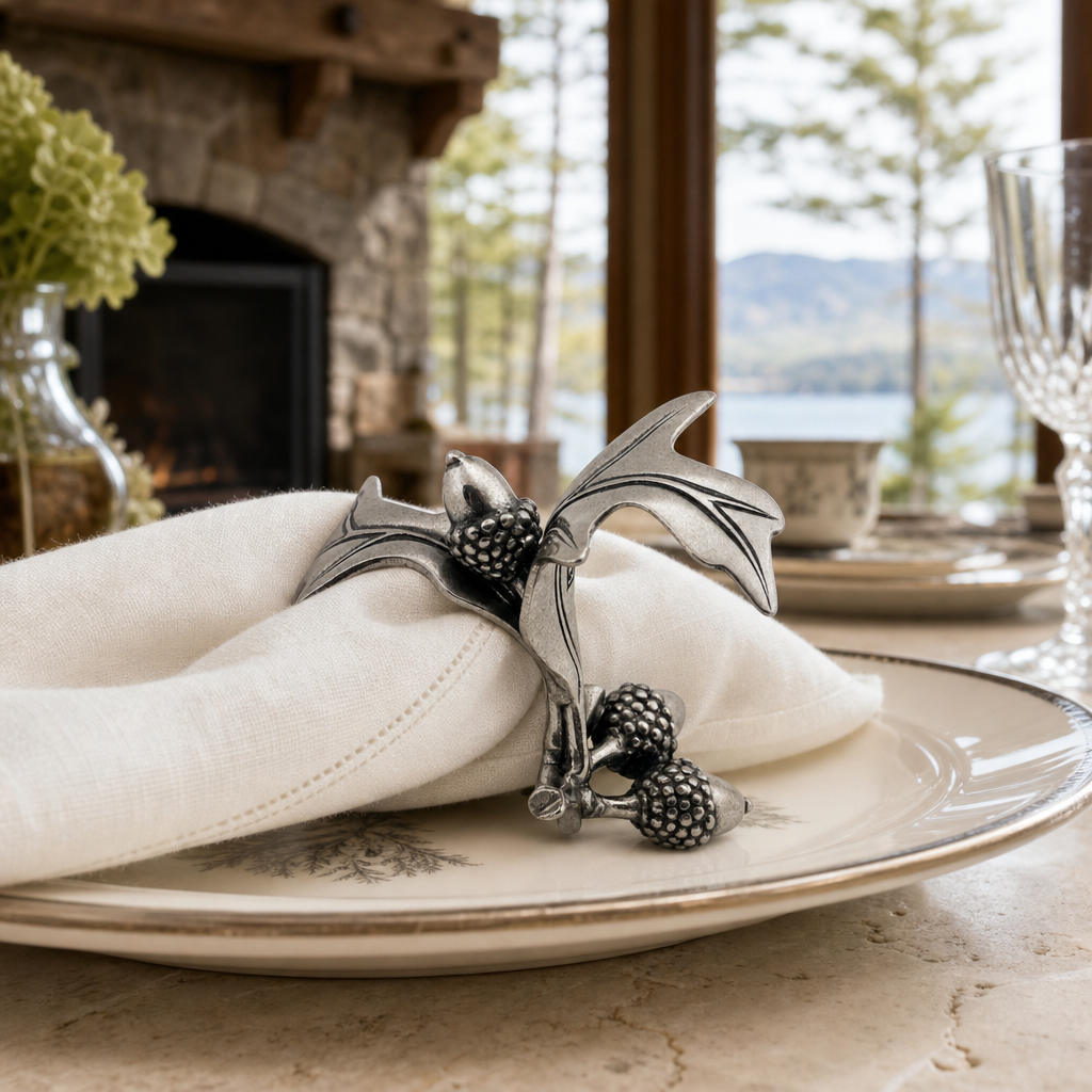 Pewter Acorn & Oak Leaf Napkin Ring 3
