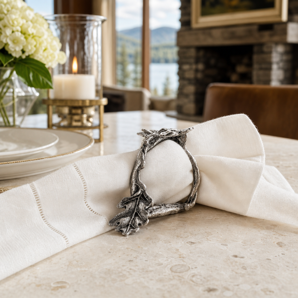 Pewter Oak Branch Napkin Ring 3