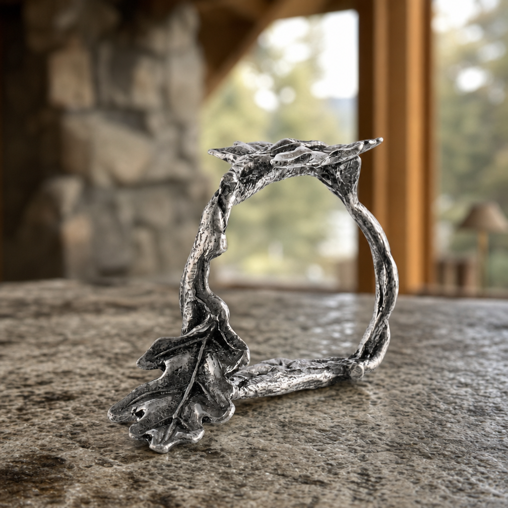 Pewter Oak Branch Napkin Ring 2