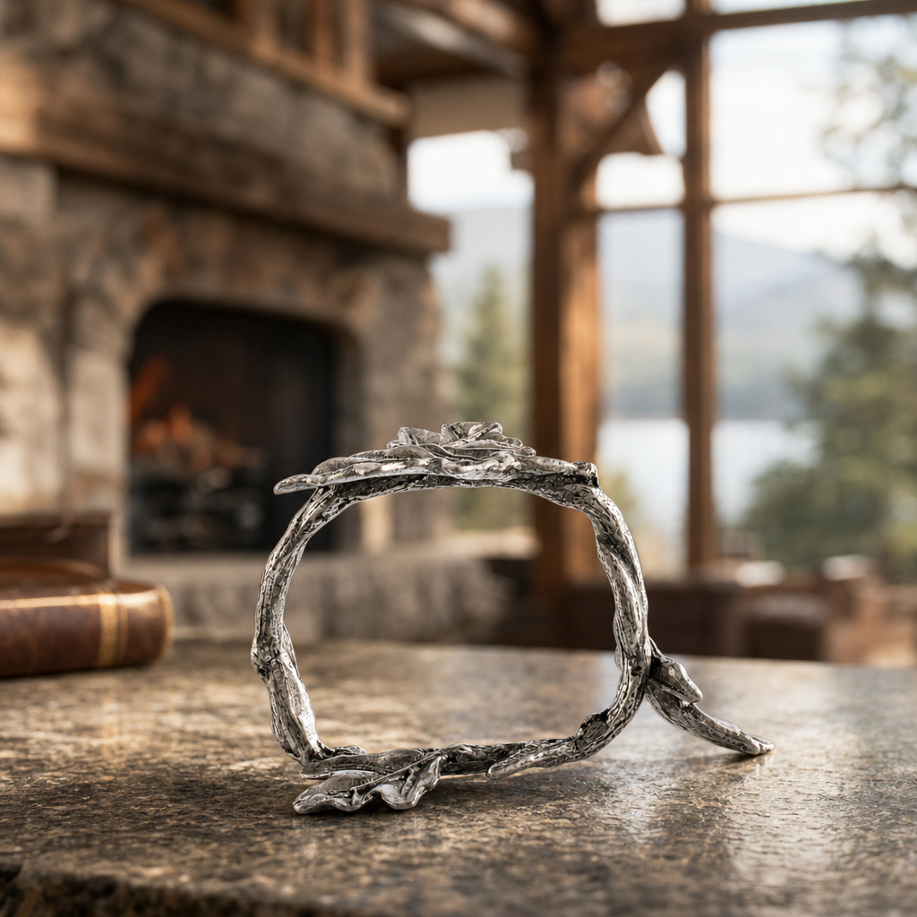 Pewter Oak Branch Napkin Ring 5