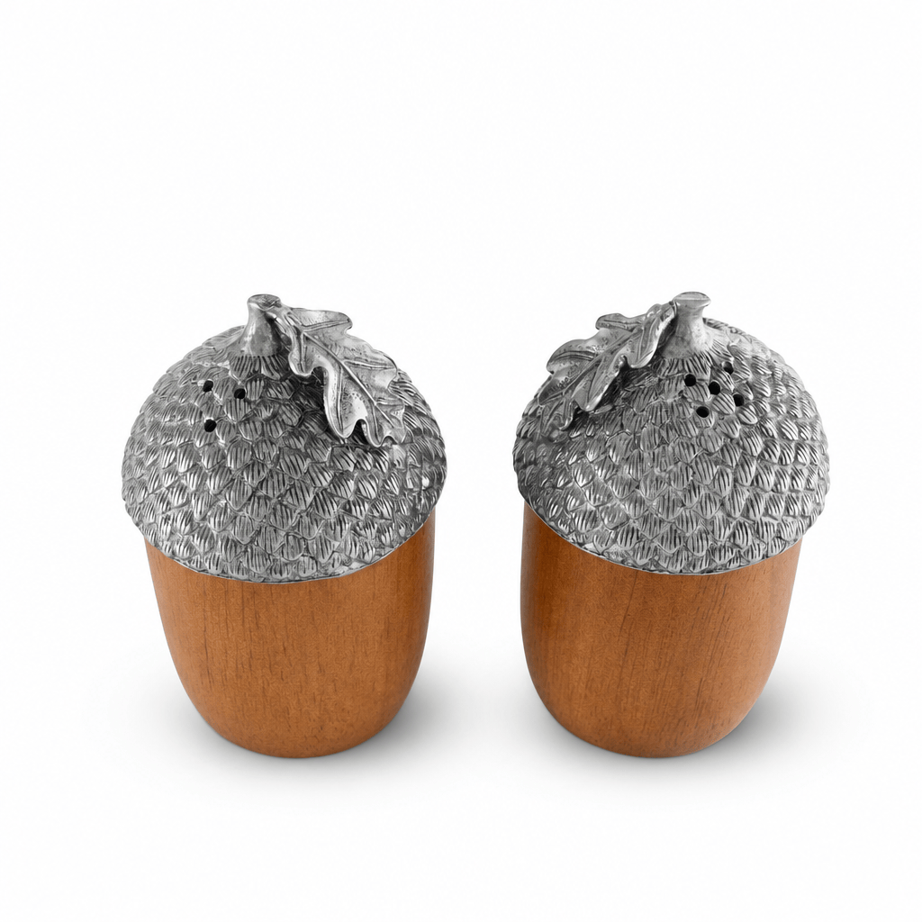 Wood and Pewter Acorns Salt & Pepper Set 9
