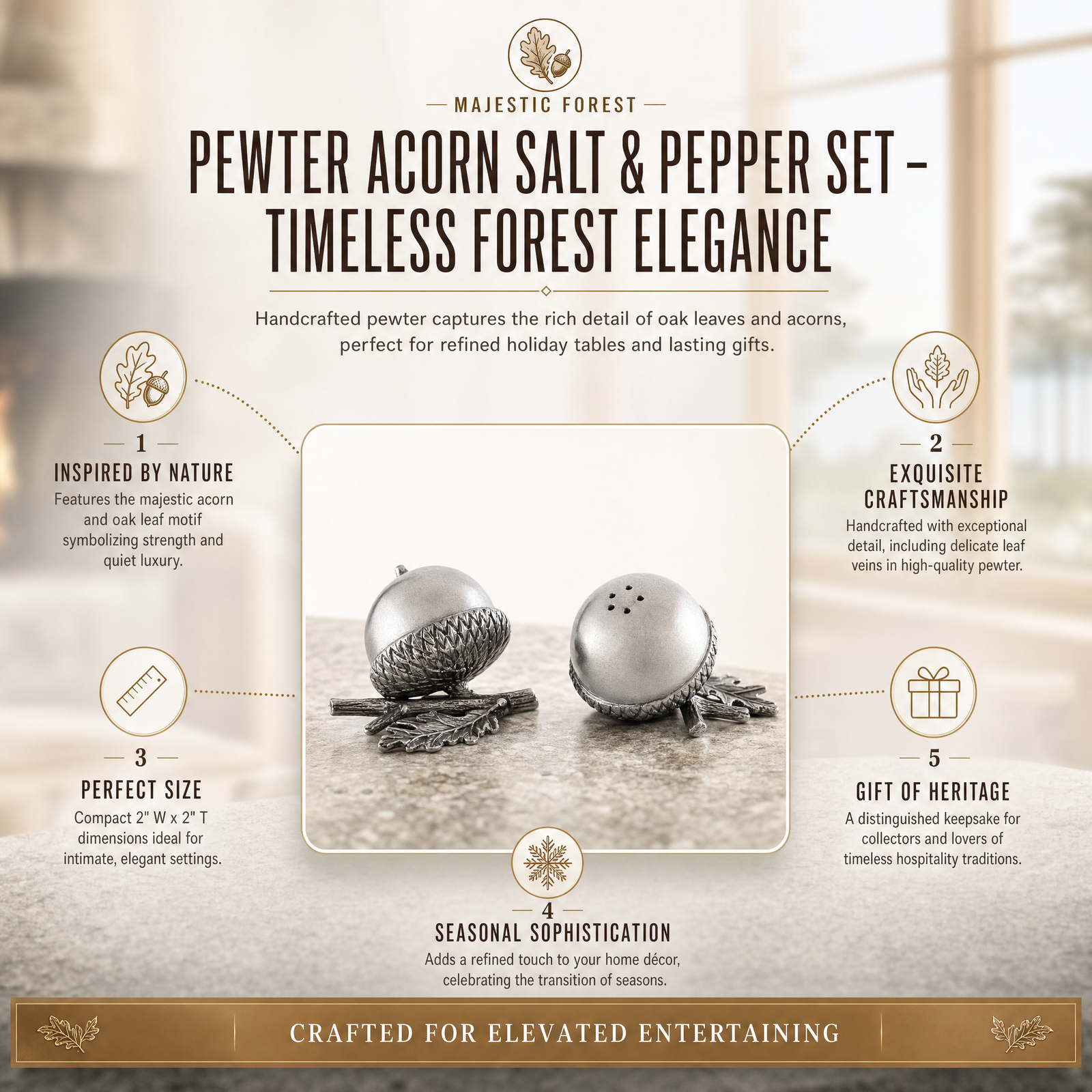 Pewter Acorn Salt & Pepper Set 11