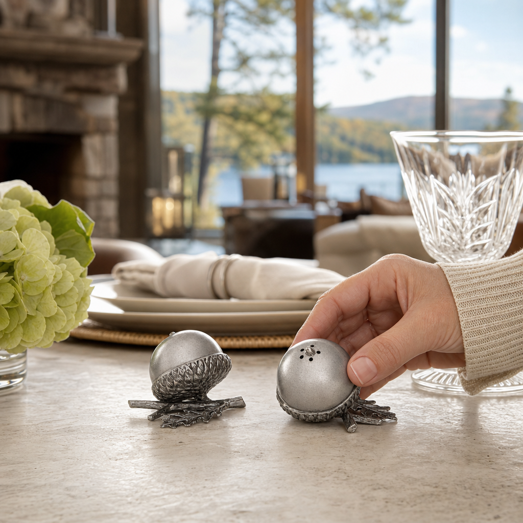 Pewter Acorn Salt & Pepper Set 6