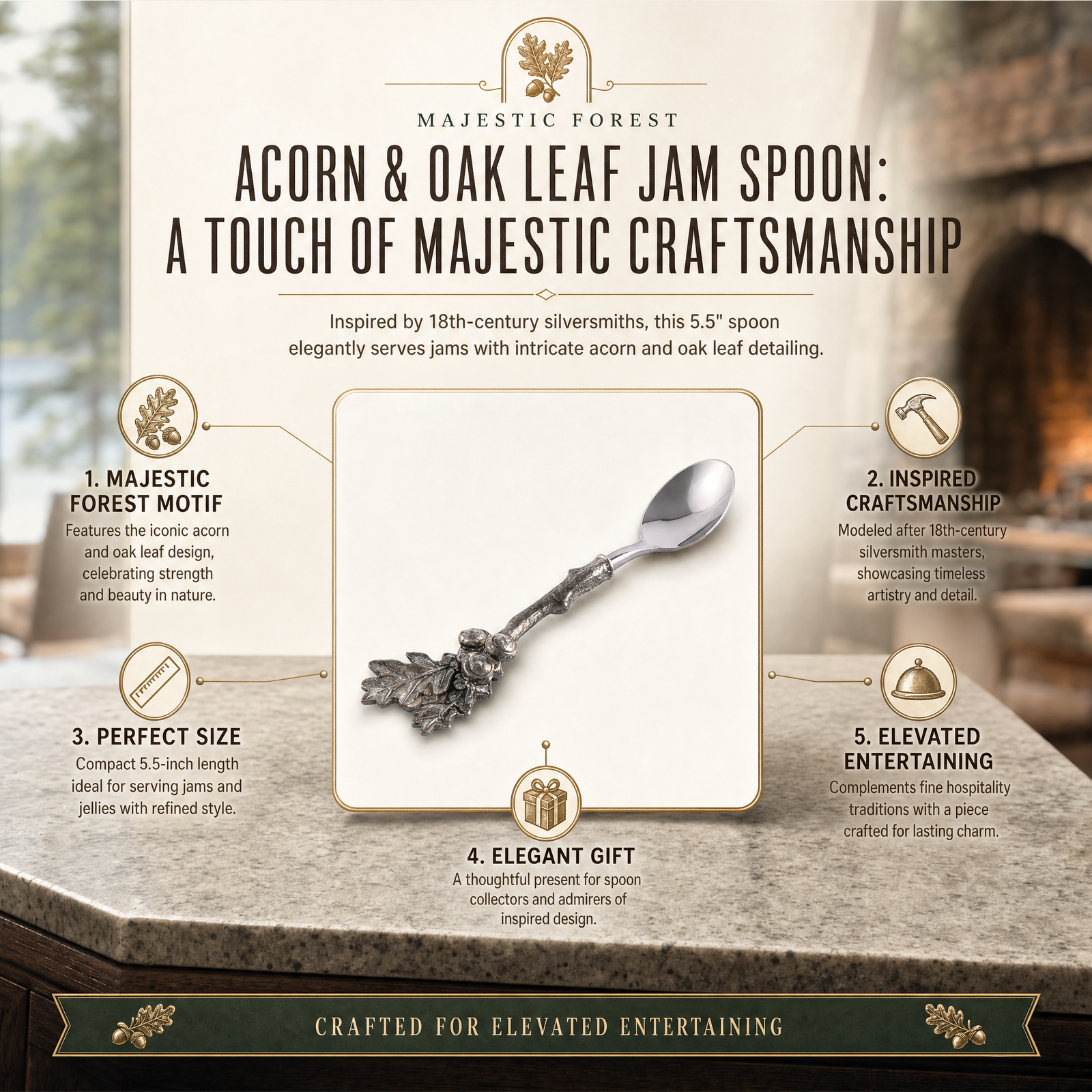 Acorn & Oak Leaf Jam Spoon 1