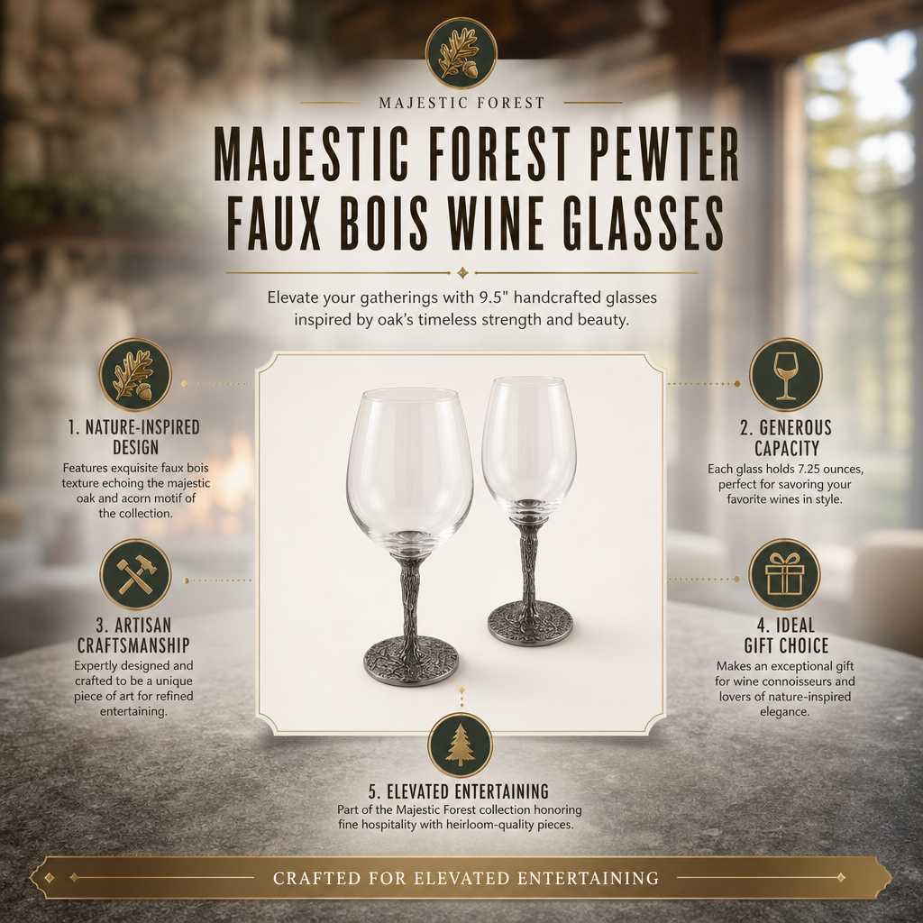 Pewter Faux Bois Wine Glasses 4