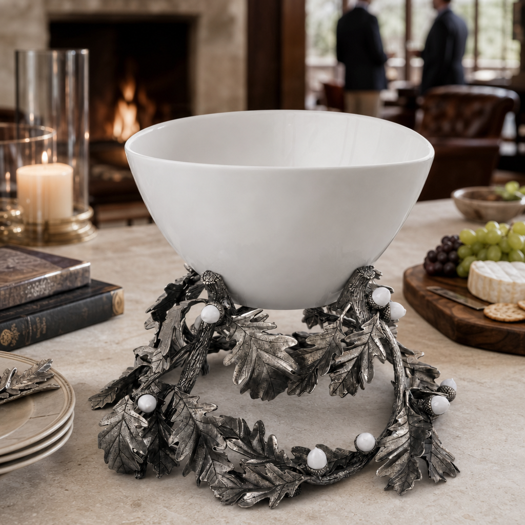 Oak Leaf Acorn Centerpiece Porcelain Bowl 7
