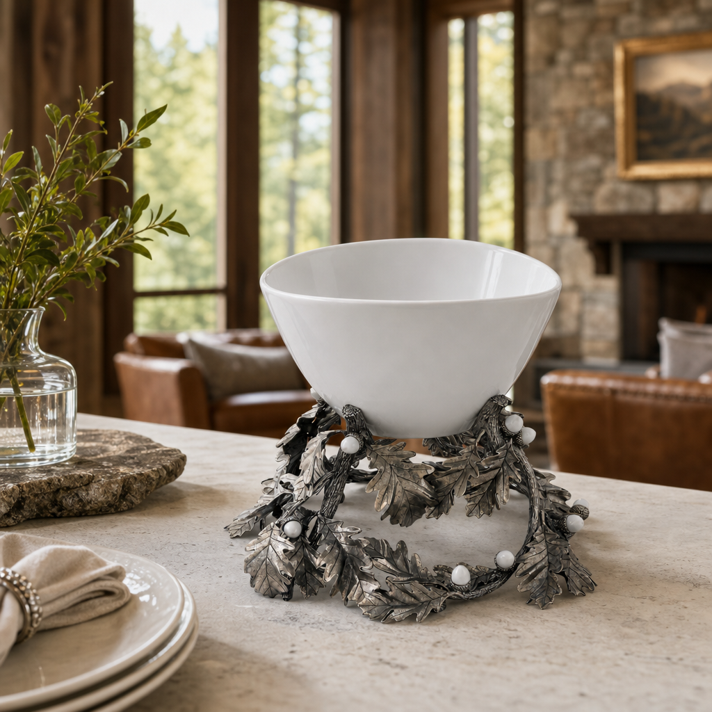 Oak Leaf Acorn Centerpiece Porcelain Bowl 7