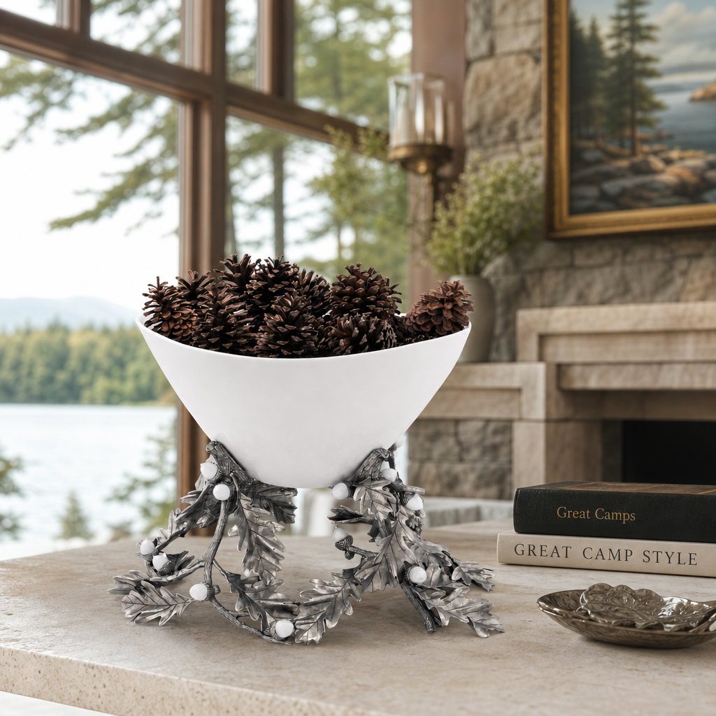 Oak Leaf Acorn Centerpiece Porcelain Bowl 8