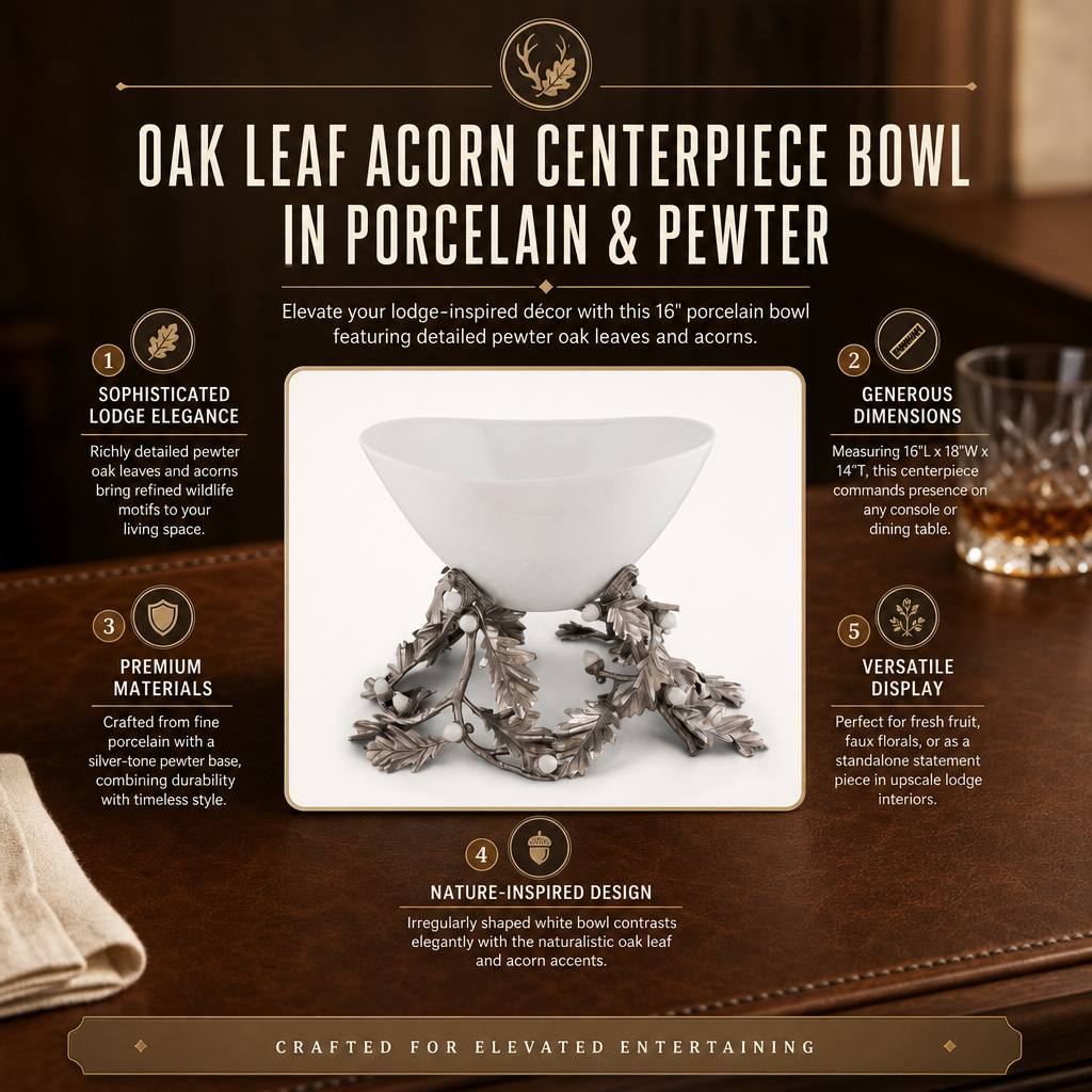 Oak Leaf Acorn Centerpiece Porcelain Bowl 11