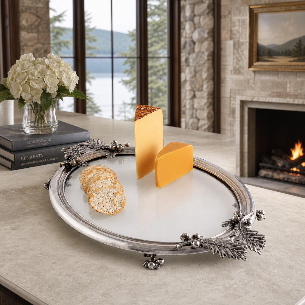 Acorn & Oak Leaf Oval Glass Tray 6