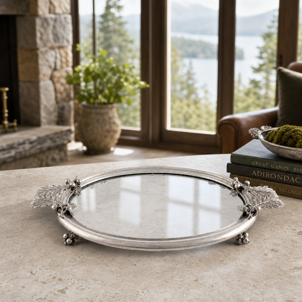 Acorn & Oak Leaf Oval Glass Tray 8