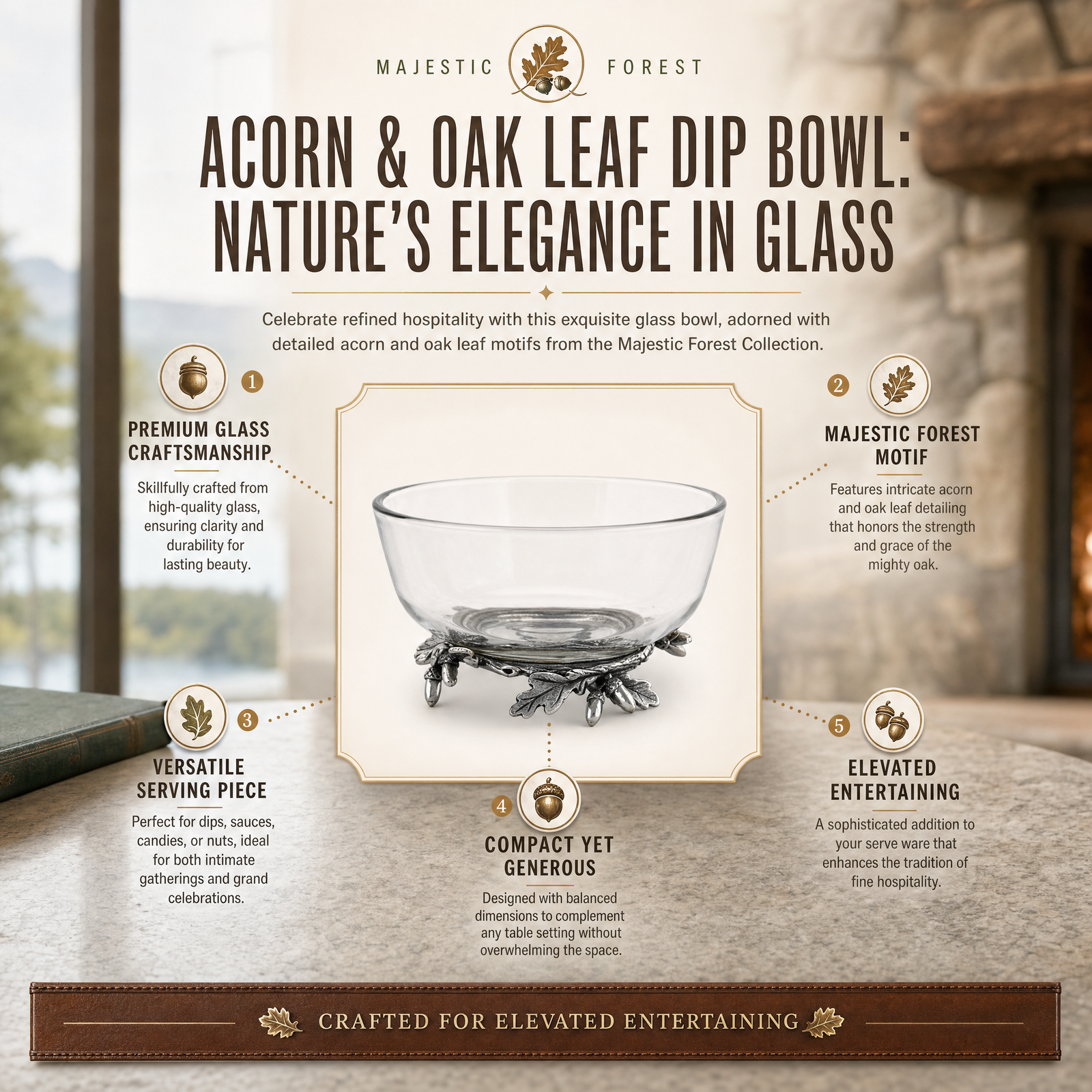 Acorn & Oak Leaf Dip Bowl 11