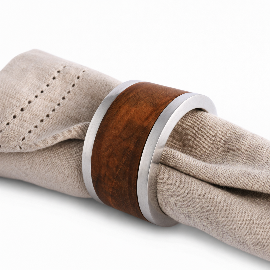 Modern Tribeca Teak Napkin Ring 10