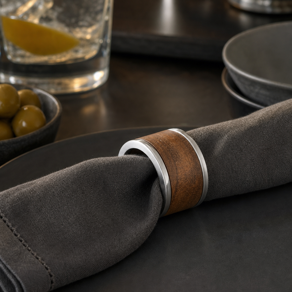 Modern Tribeca Teak Napkin Ring 8