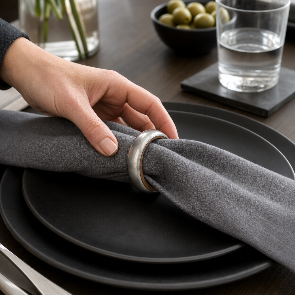 Modern Tribeca Teak Napkin Ring 9