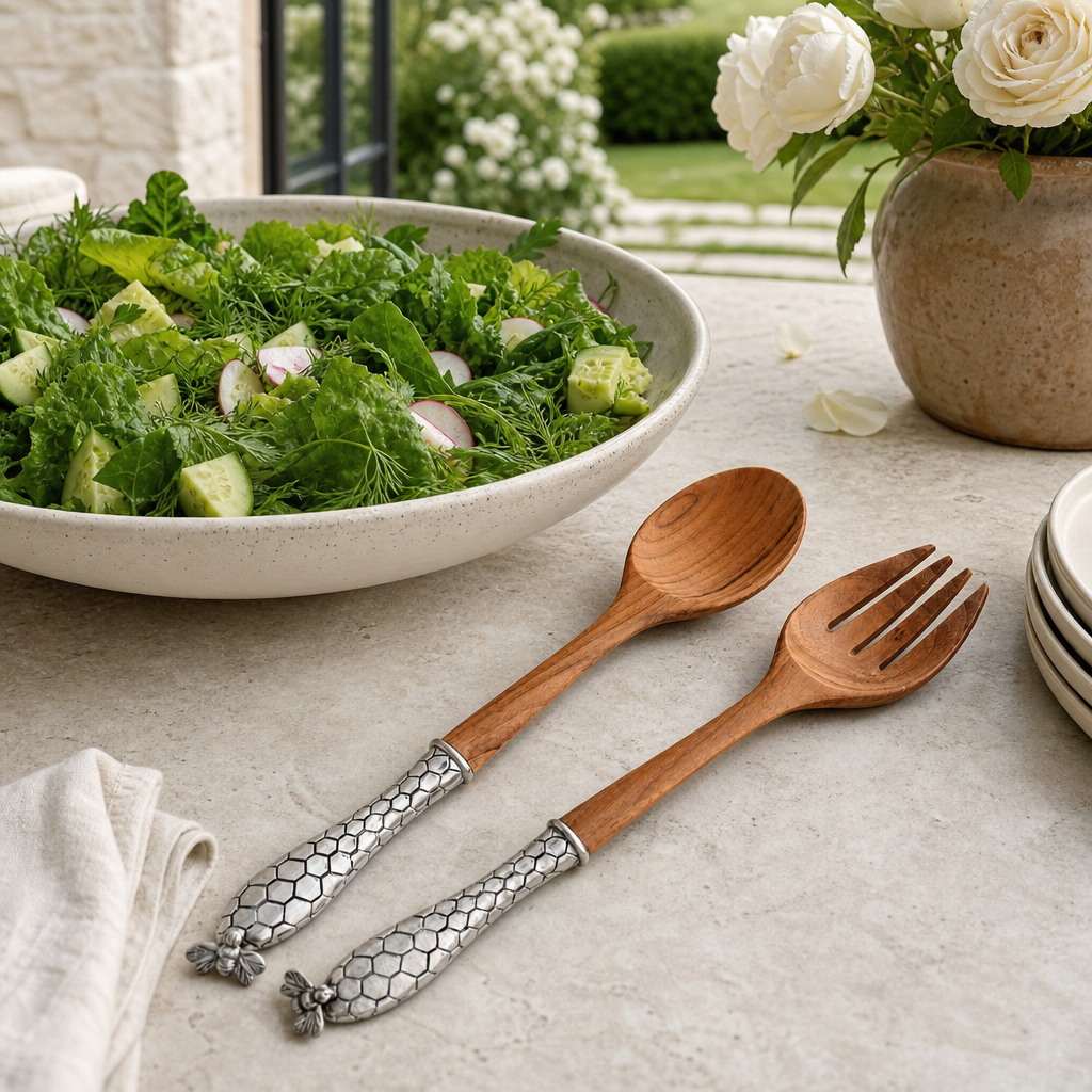 Little Bees Salad Server Set 8