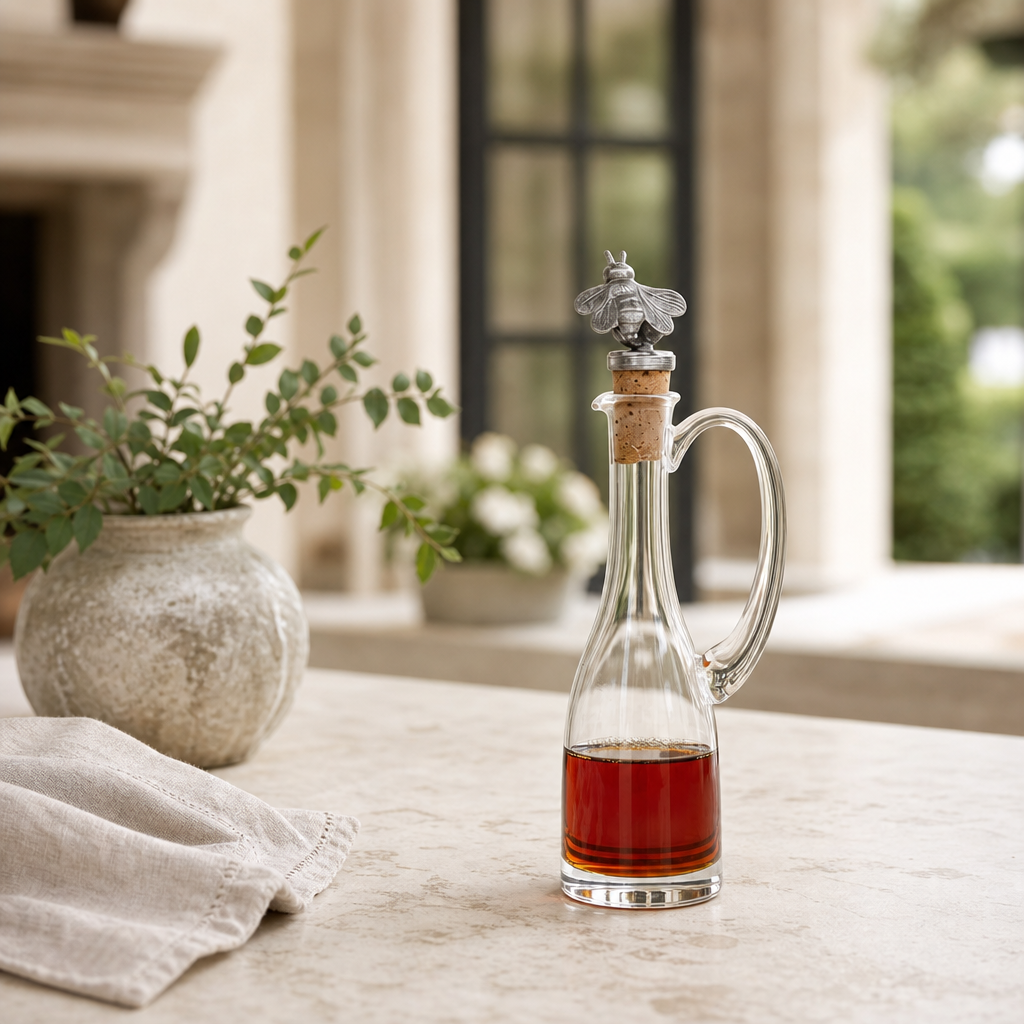 Cruet Bottle with Pewter Bee Cork Stopper 4