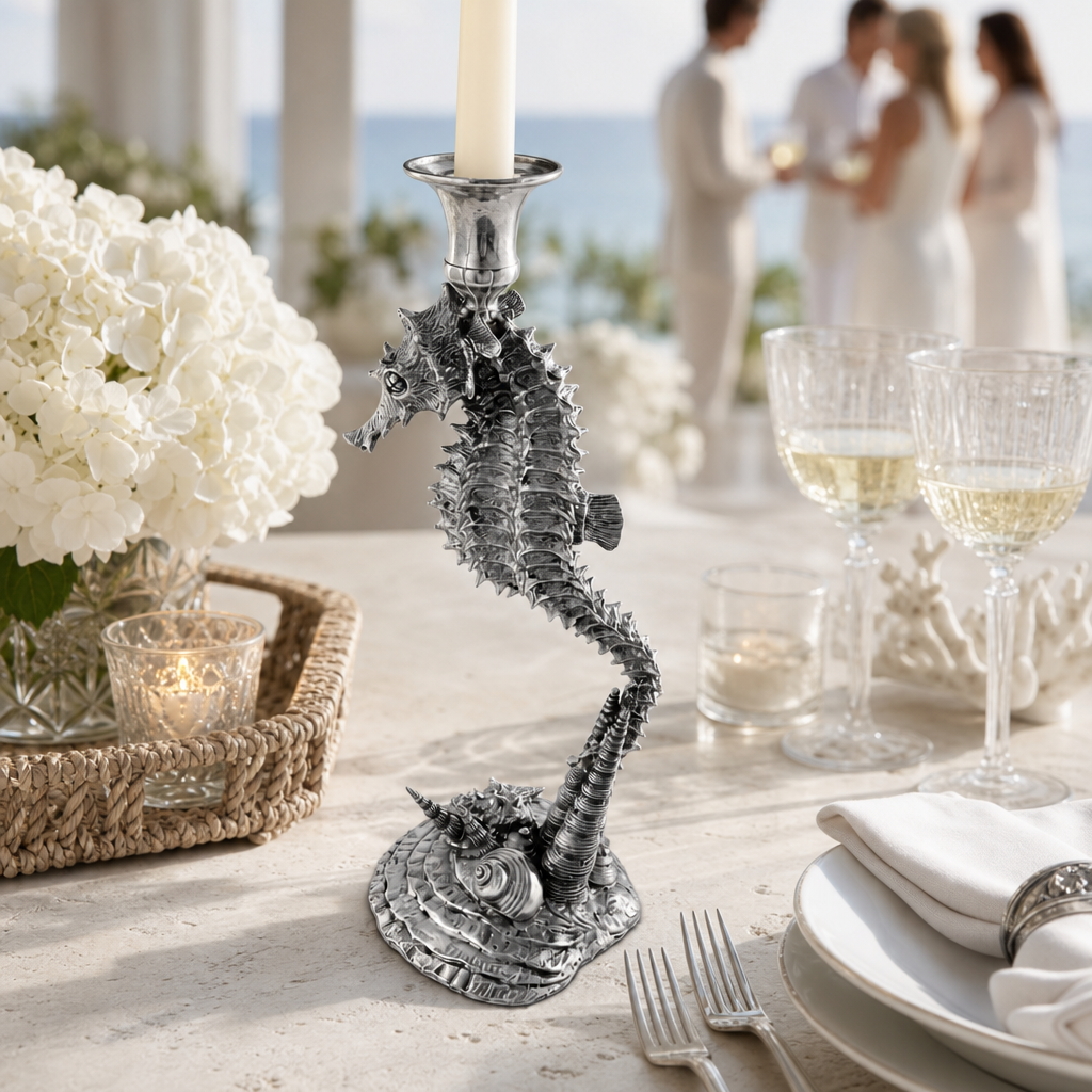 Pewter Seahorse Candlestick 8