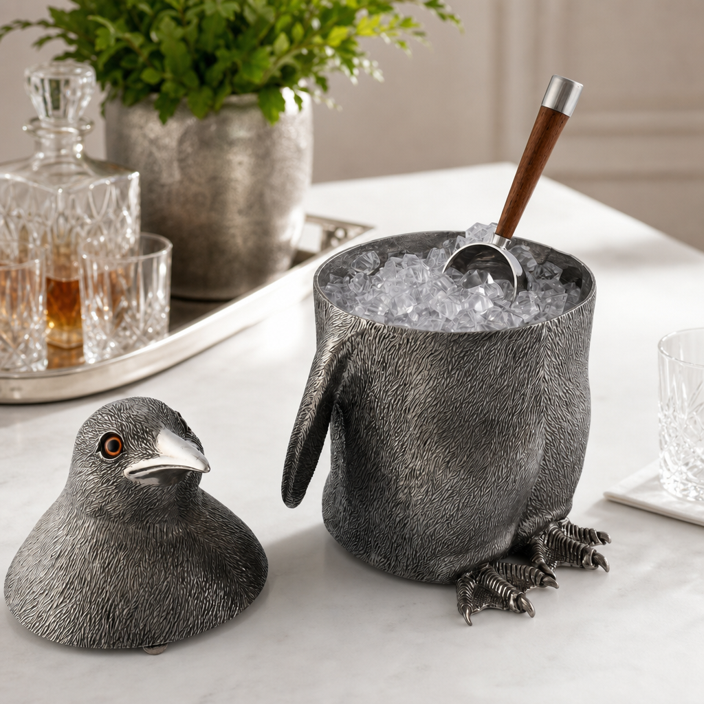 Pewter Penguin Ice Bucket 10
