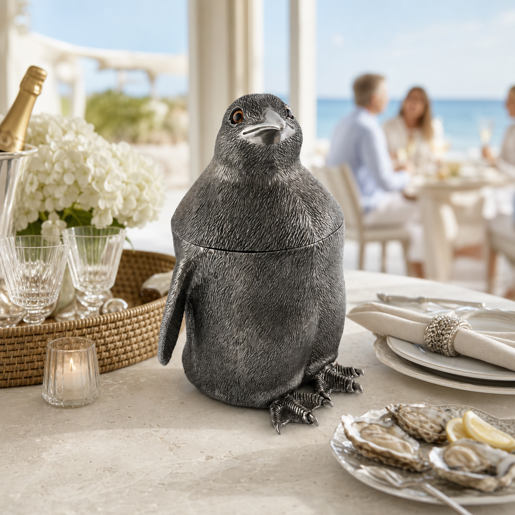 Pewter Penguin Ice Bucket 6
