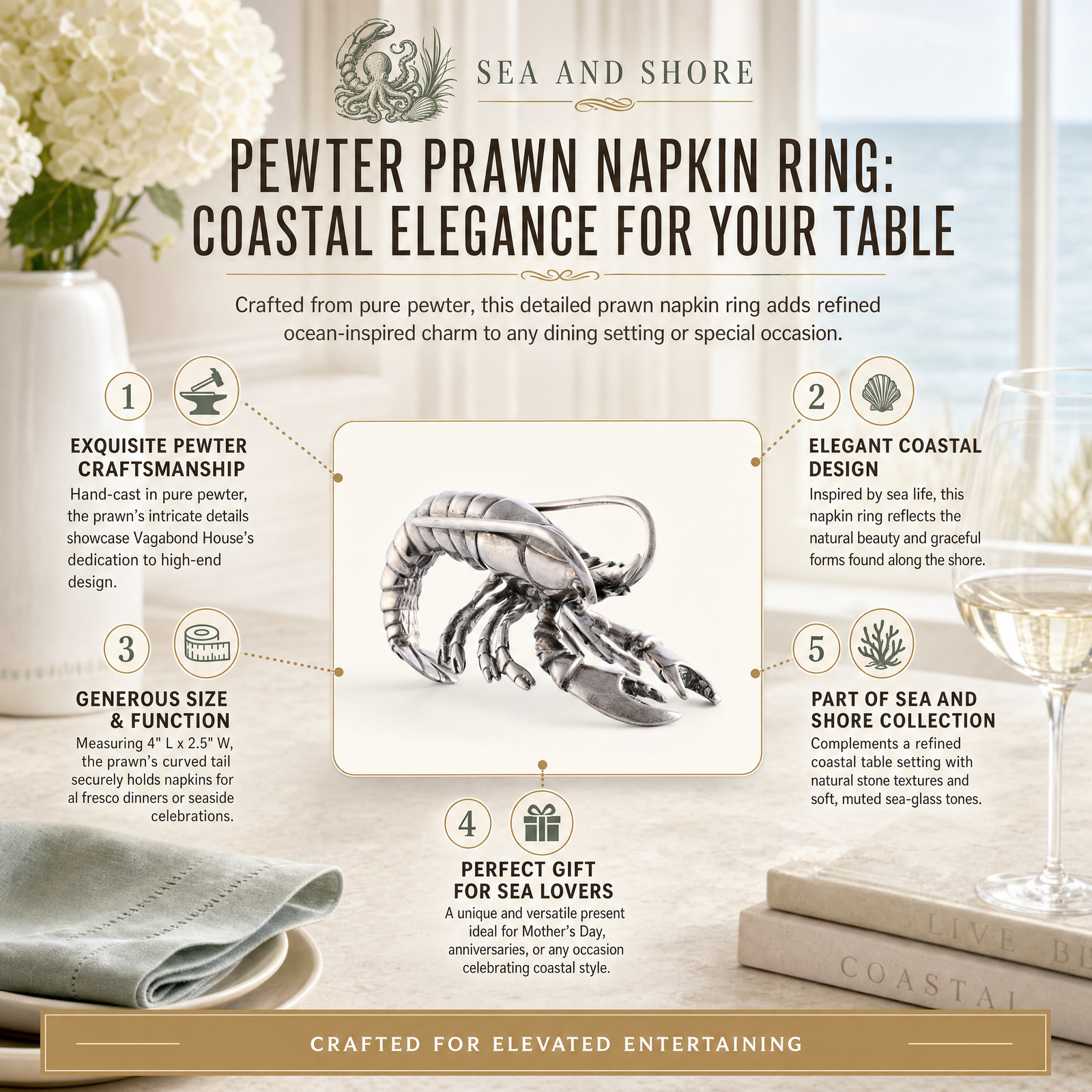 Pewter Prawn Napkin Ring 1
