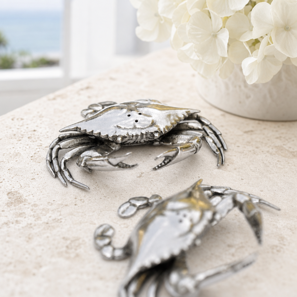 Pewter Blue Crabs Salt & Pepper Set 3