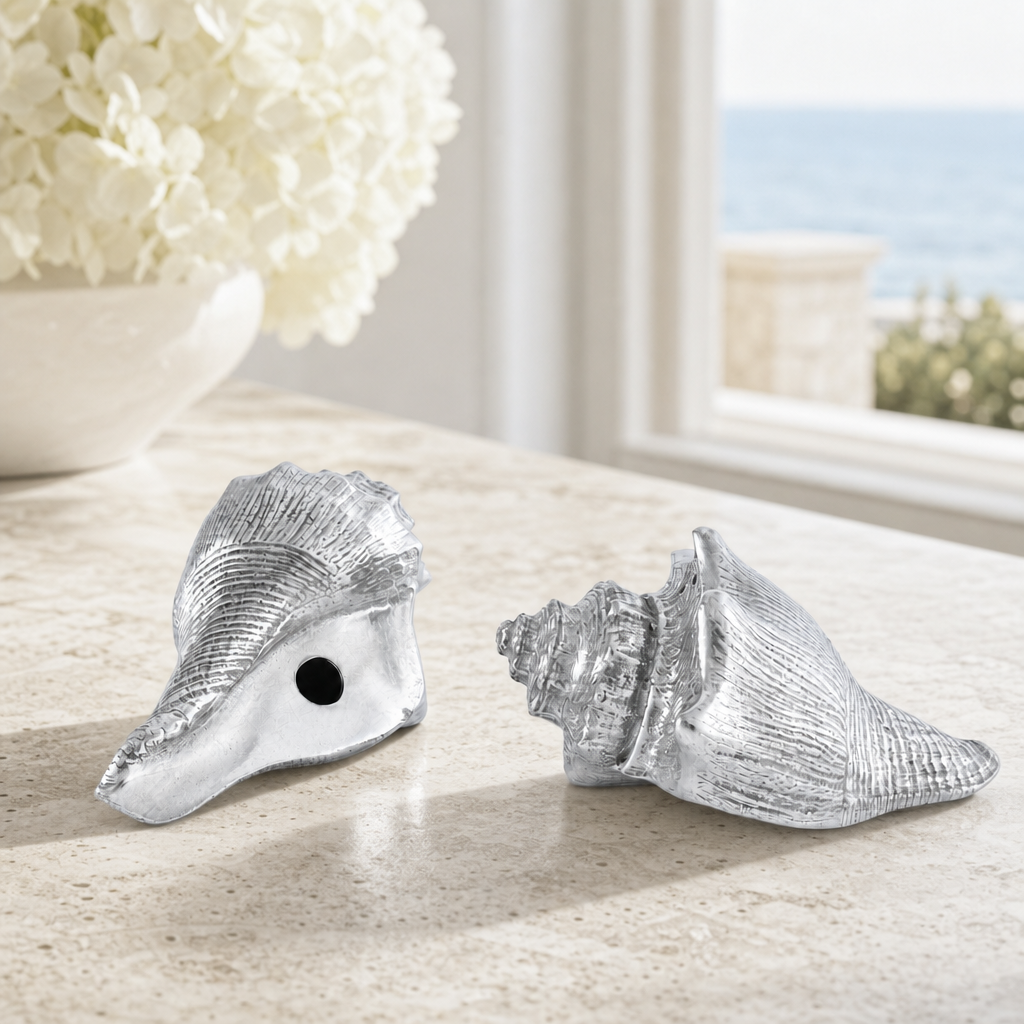 Pewter Conch Shells Salt & Pepper Set 5