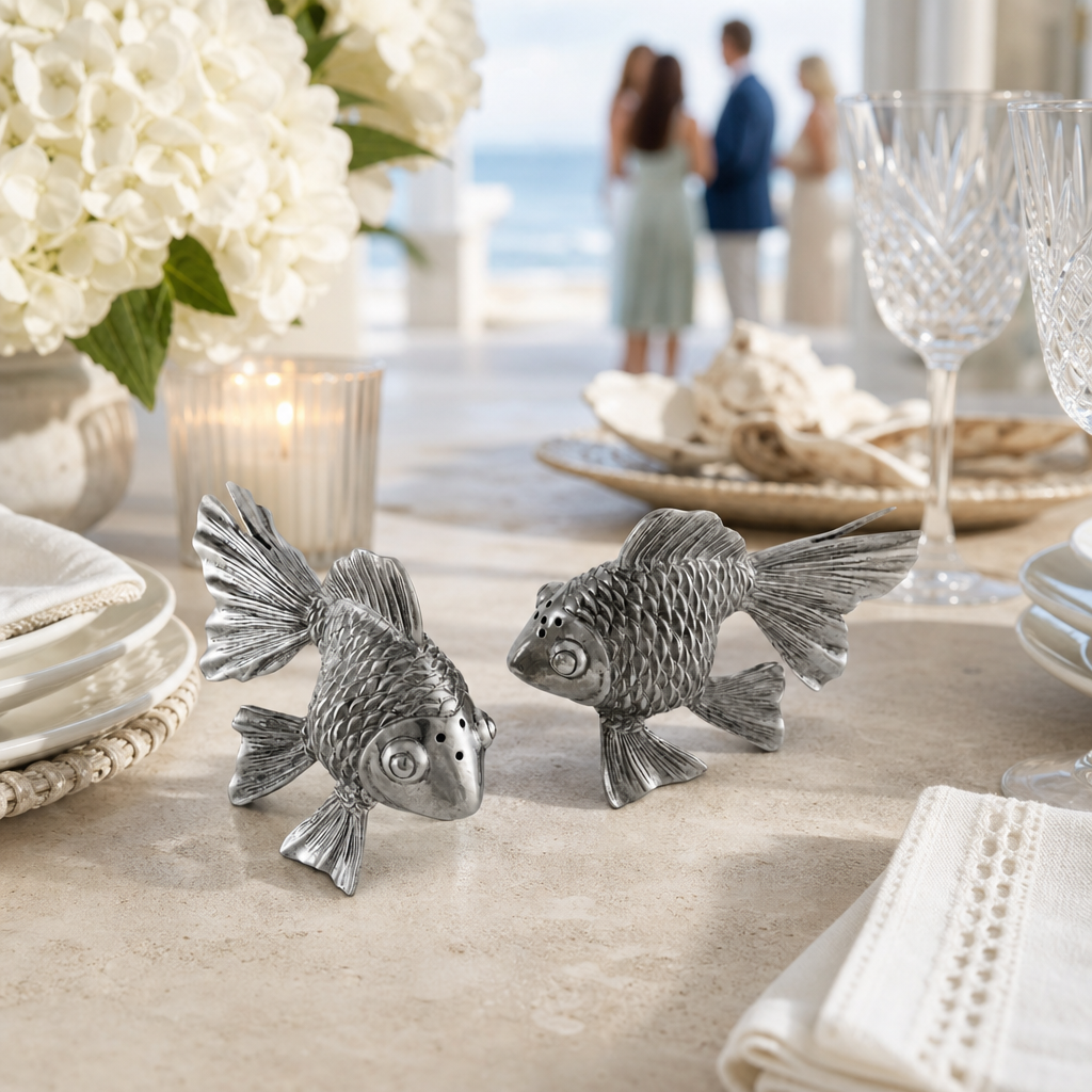 Pewter Goldfish Salt & Pepper Set 7