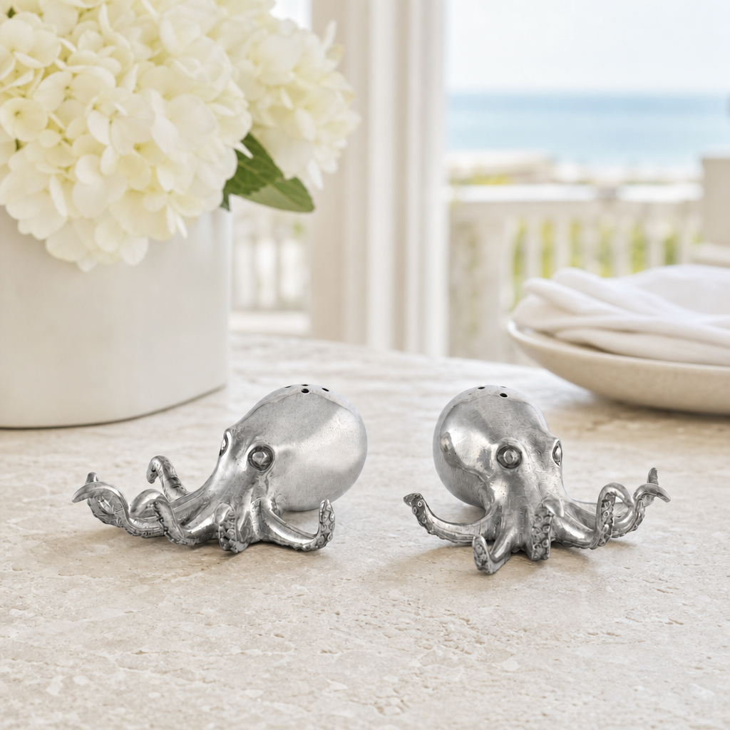 Pewter Octopus Salt & Pepper Set 2