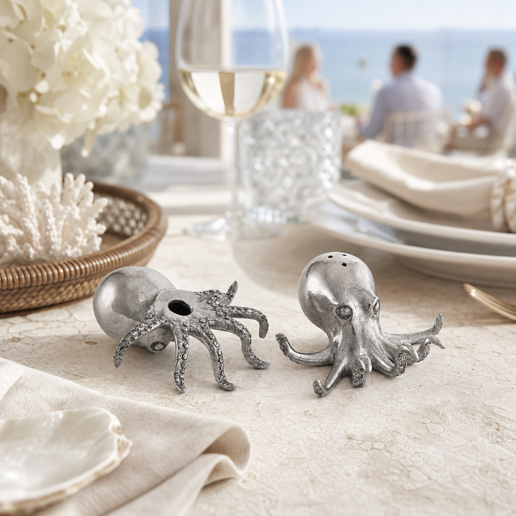 Pewter Octopus Salt & Pepper Set 9