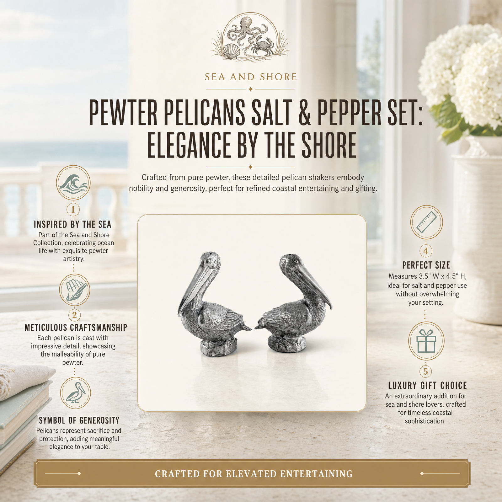 Pewter Pelicans Salt & Pepper Set 11