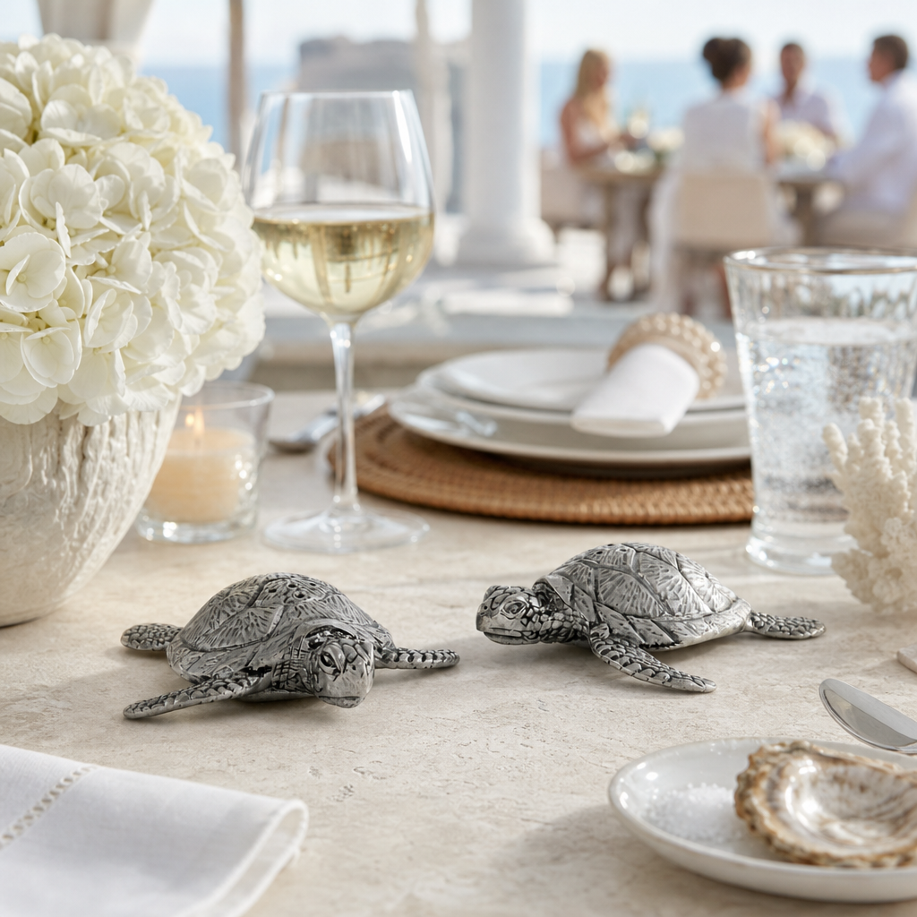 Pewter Sea Turtles Salt & Pepper Set 4