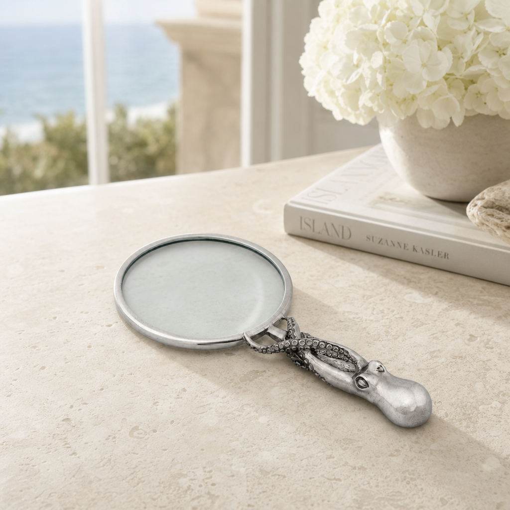 Pewter Octopus Handle Magnifier 4 inches 4