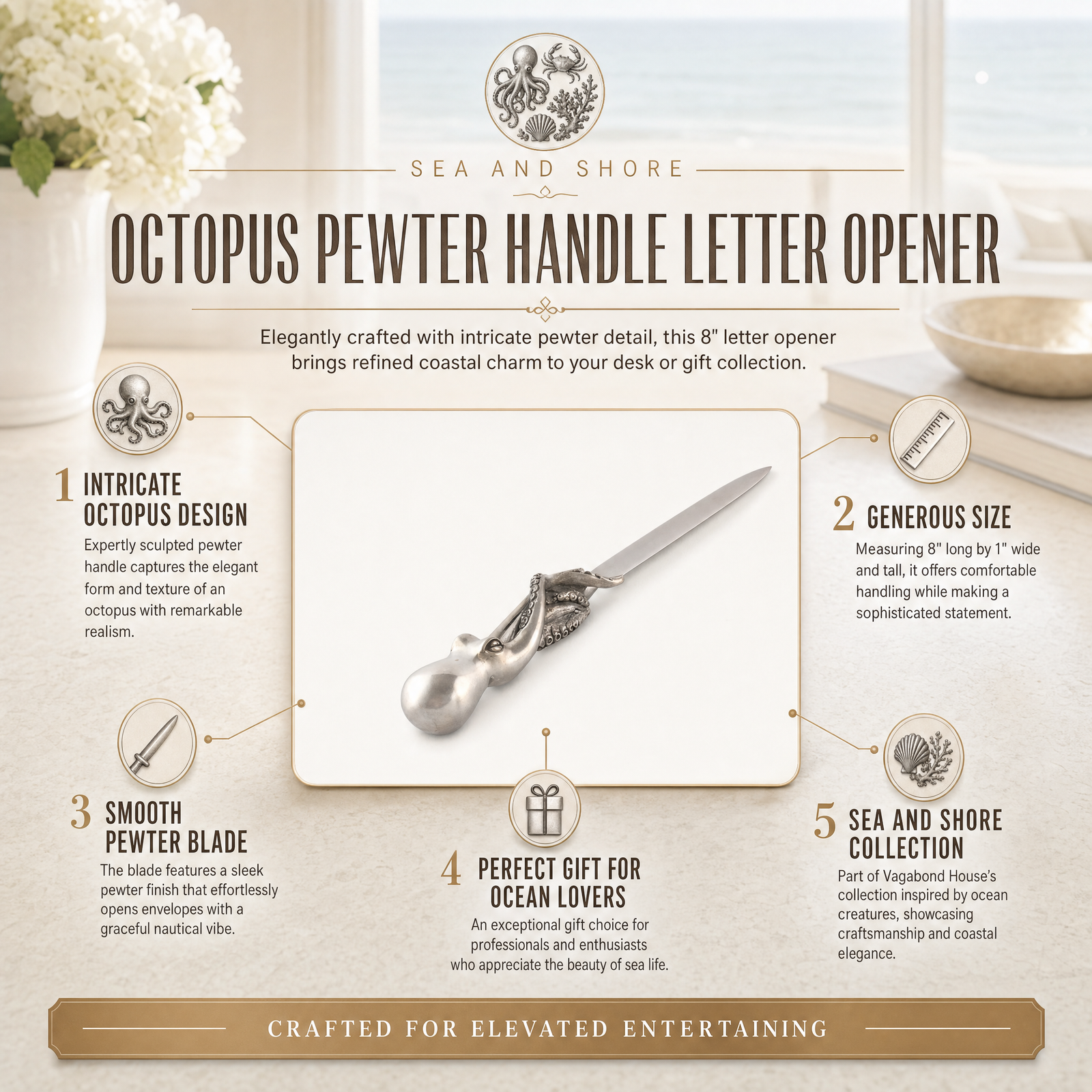 Octopus Pewter Handle Letter Opener 11