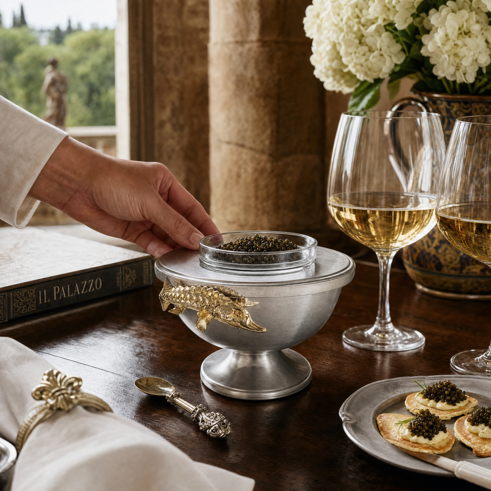 Gold Sturgeon Caviar Server 9