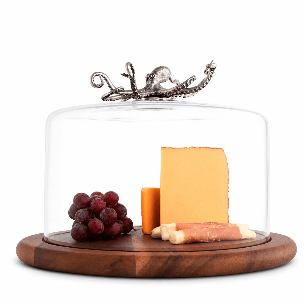 Octopus Glass Covered Cheese Wood Board 1