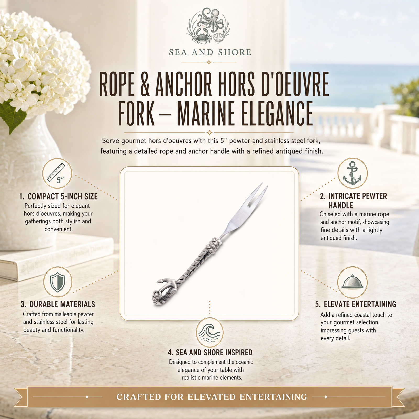 Rope and Anchor Hors d'oeuvre Fork 9