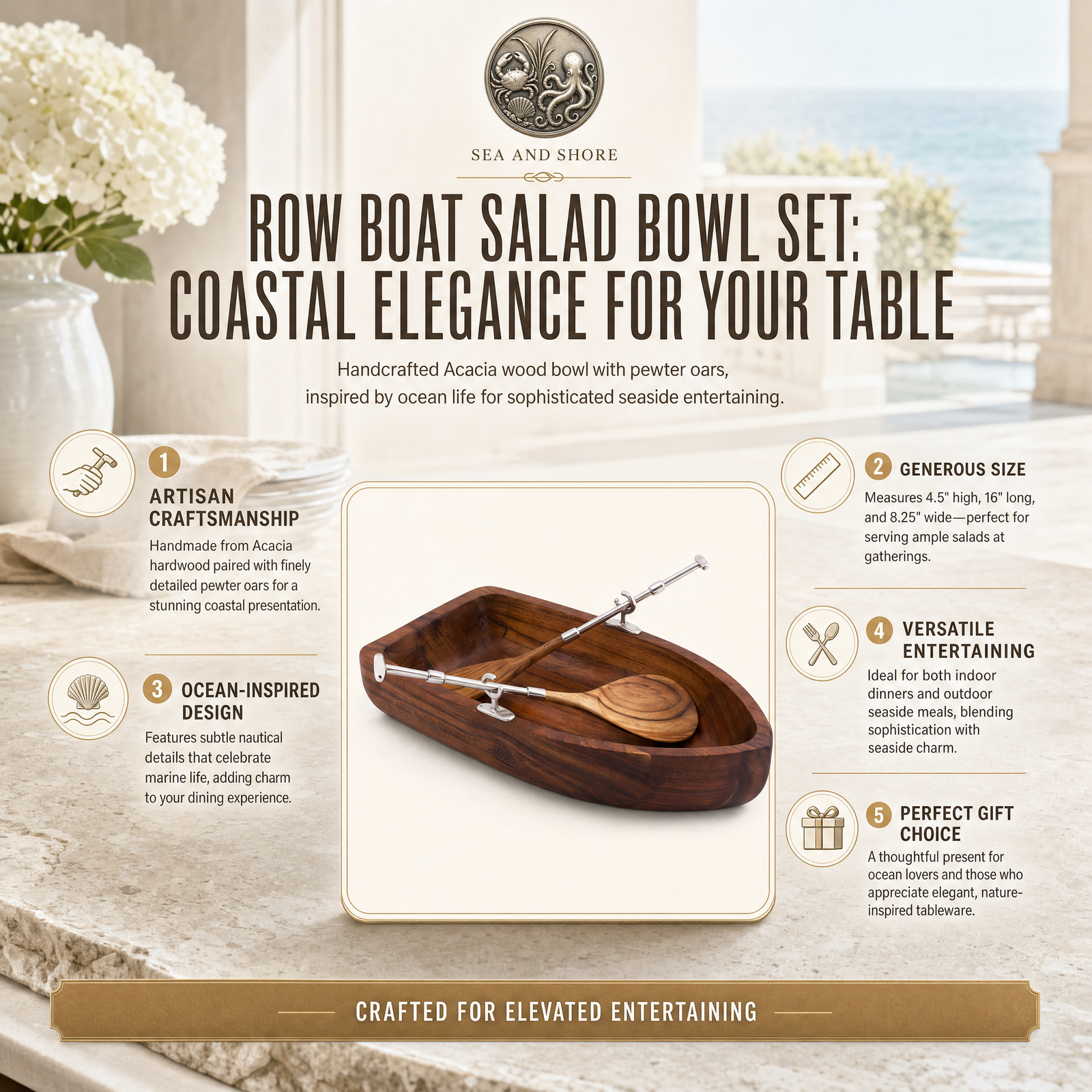 Row Boat Salad Bowl Set 6