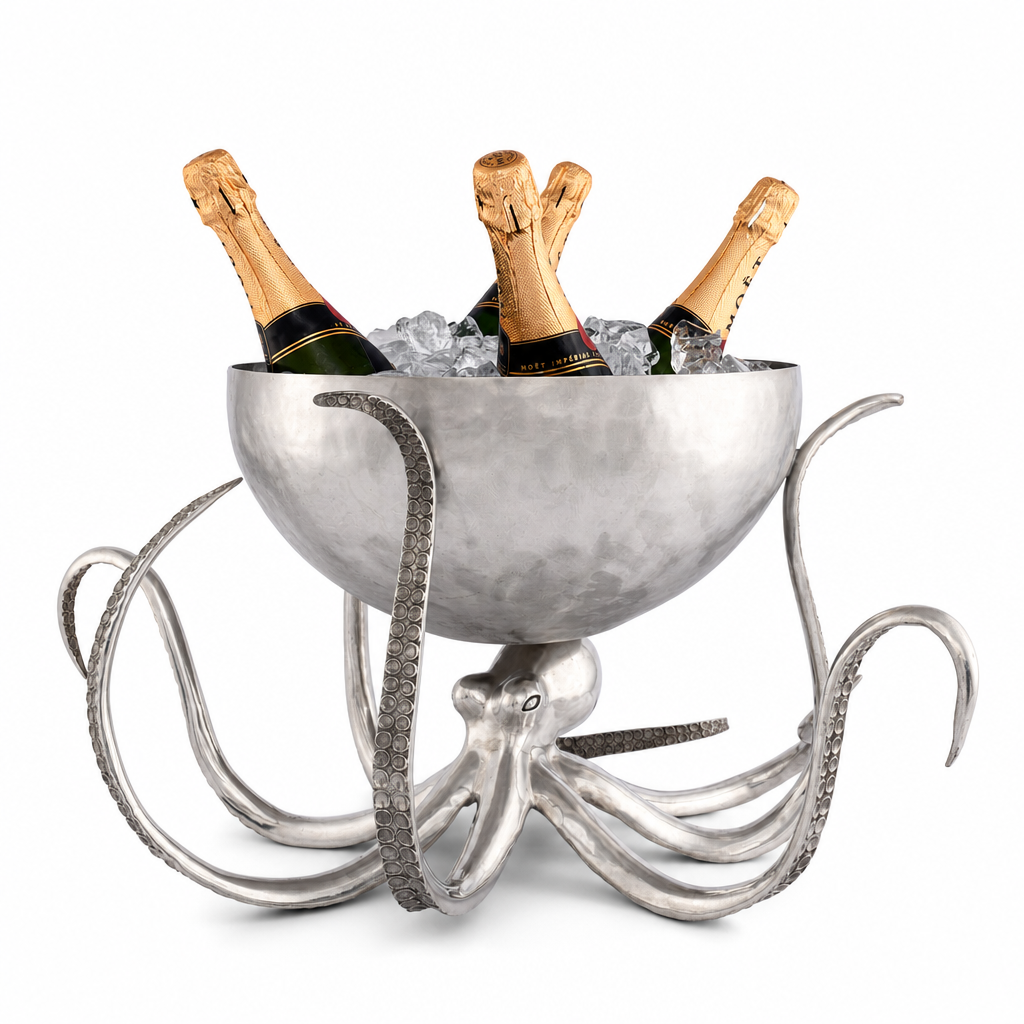 Octopus Pewter Steel Ice Tub Punchbowl 1