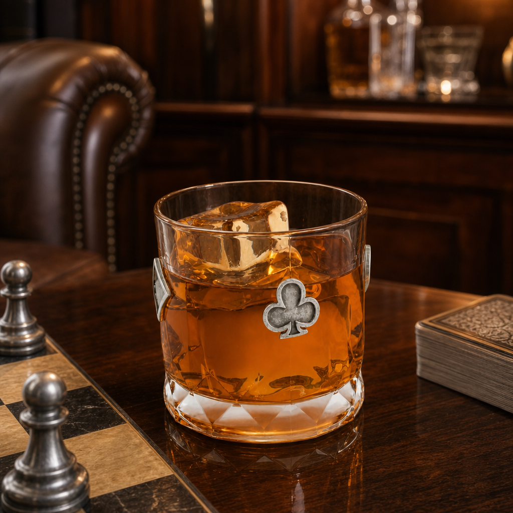 Gaming Suits Hatched Whiskey Glass 2