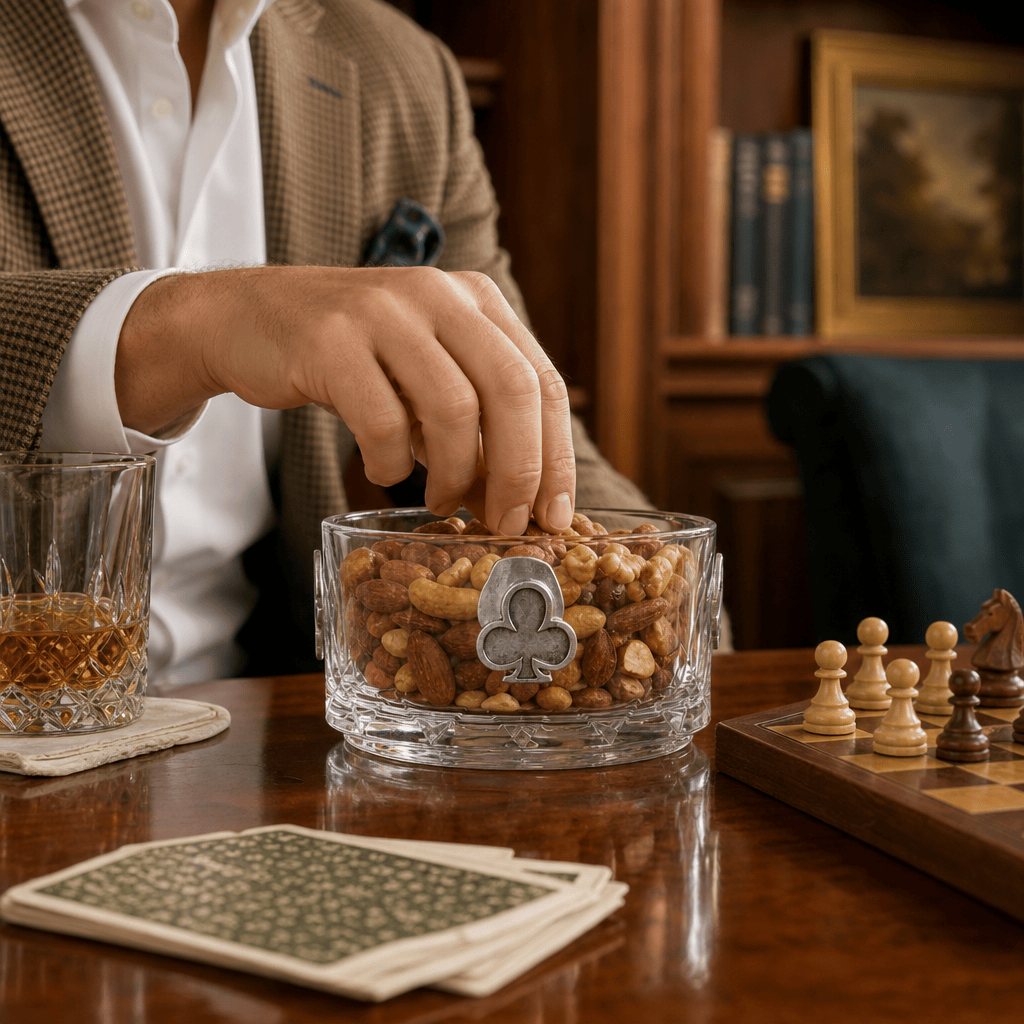 Gaming Suits Hatched Glass Nut Bowl 4