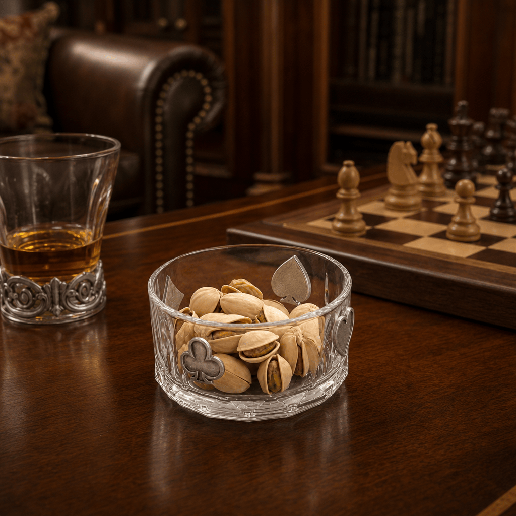 Gaming Suits Hatched Glass Nut Bowl 3