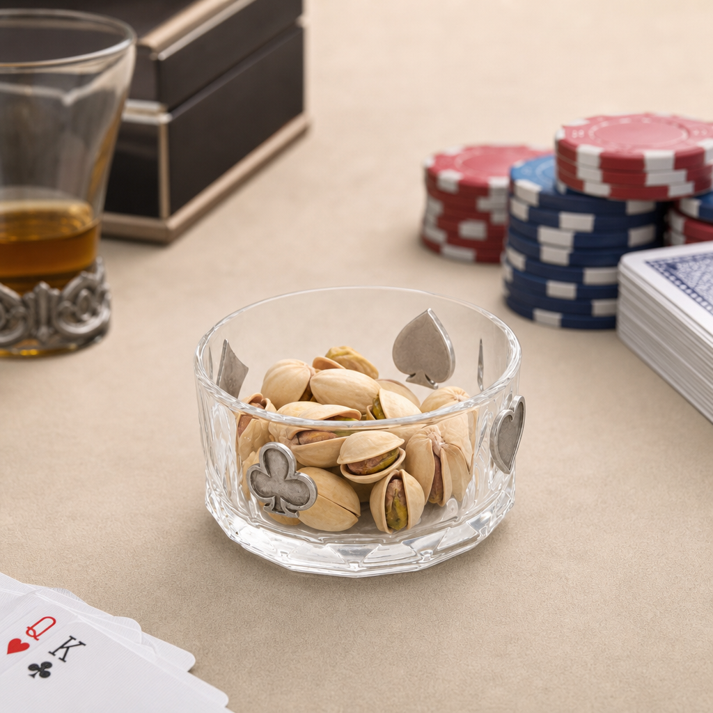 Gaming Suits Hatched Glass Nut Bowl 8