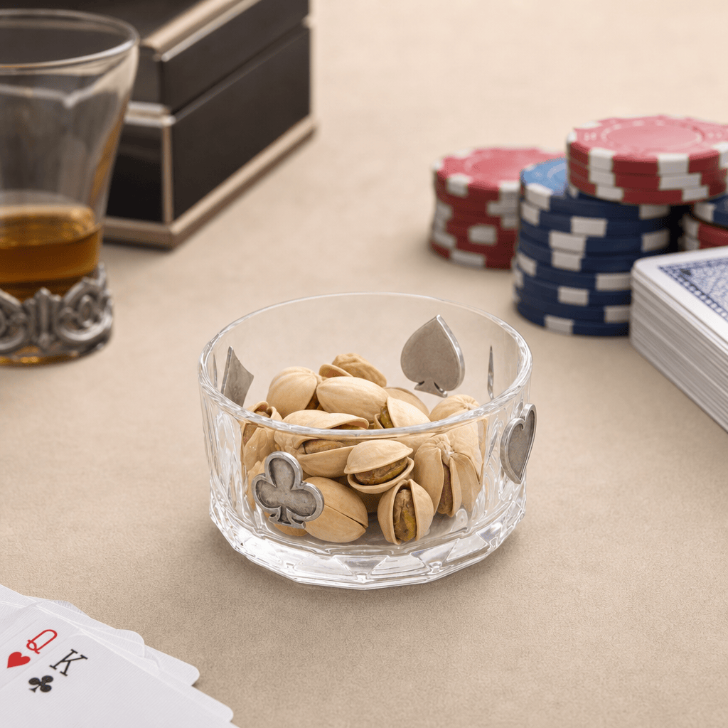 Gaming Suits Hatched Glass Nut Bowl 8