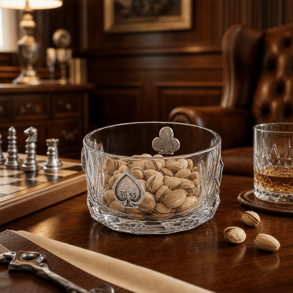 Gaming Suits Hatched Glass Nut Bowl 6