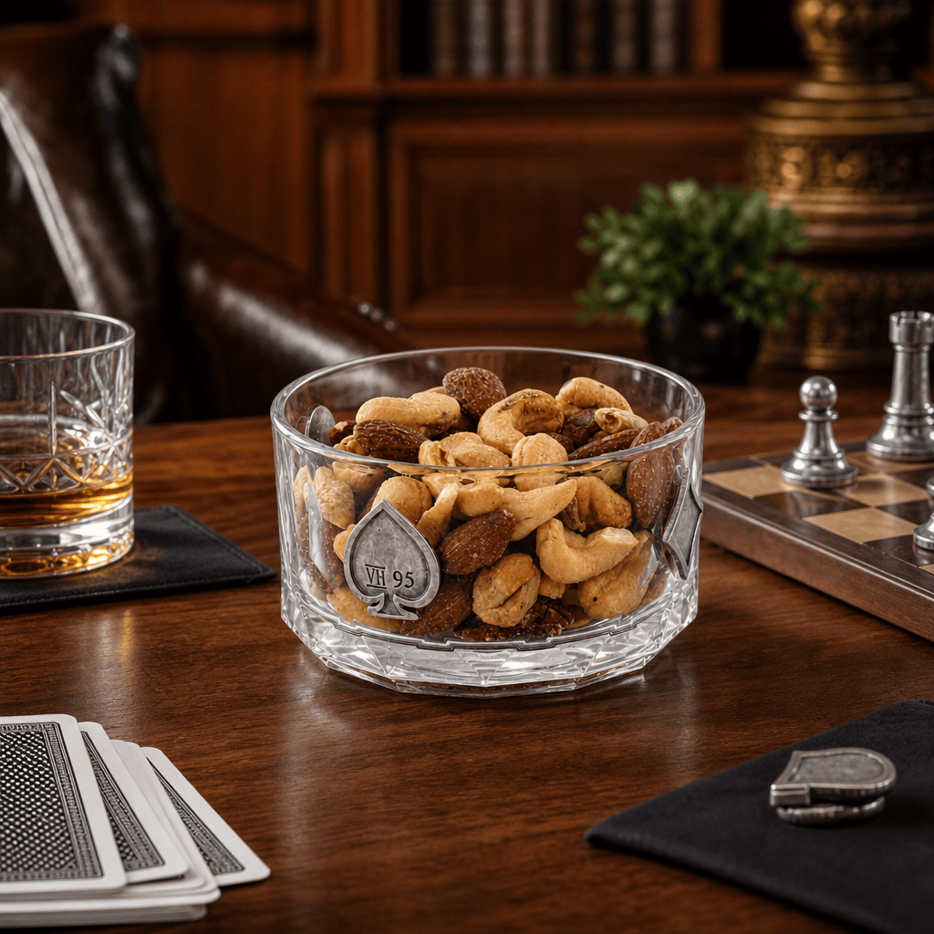 Gaming Suits Hatched Glass Nut Bowl 7