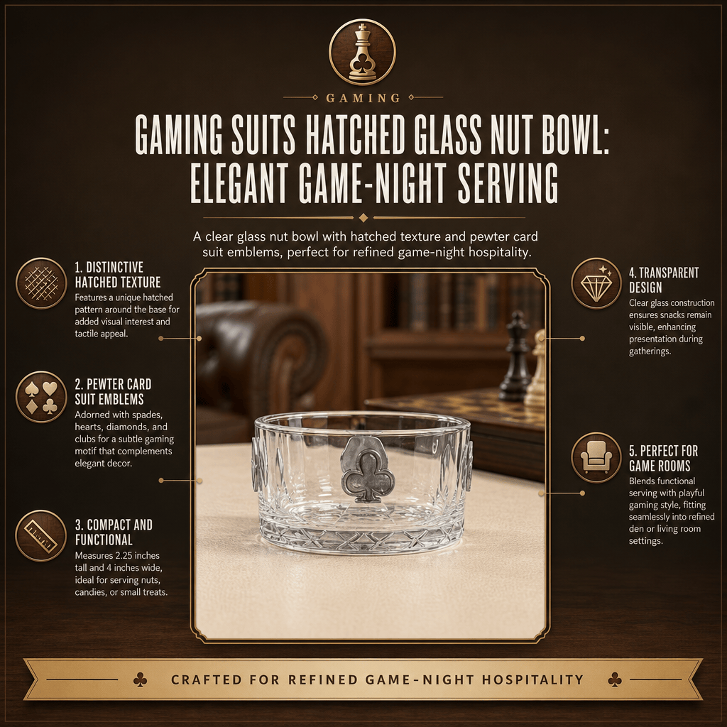 Gaming Suits Hatched Glass Nut Bowl 9