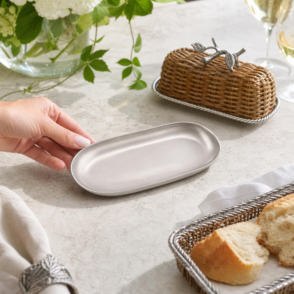 Butter Dish Bottom Tray Replacement Pewter 3