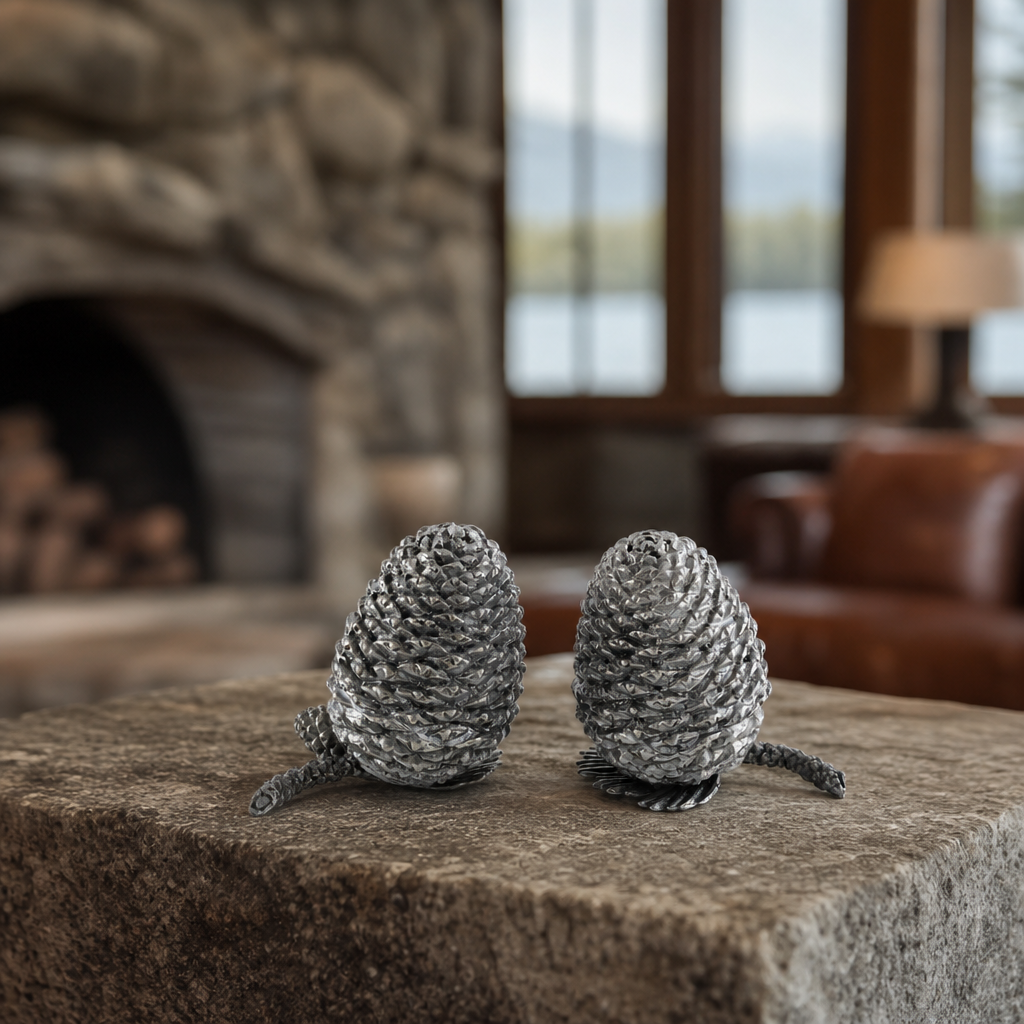 Pewter Pine Cones Salt & Pepper Set 3
