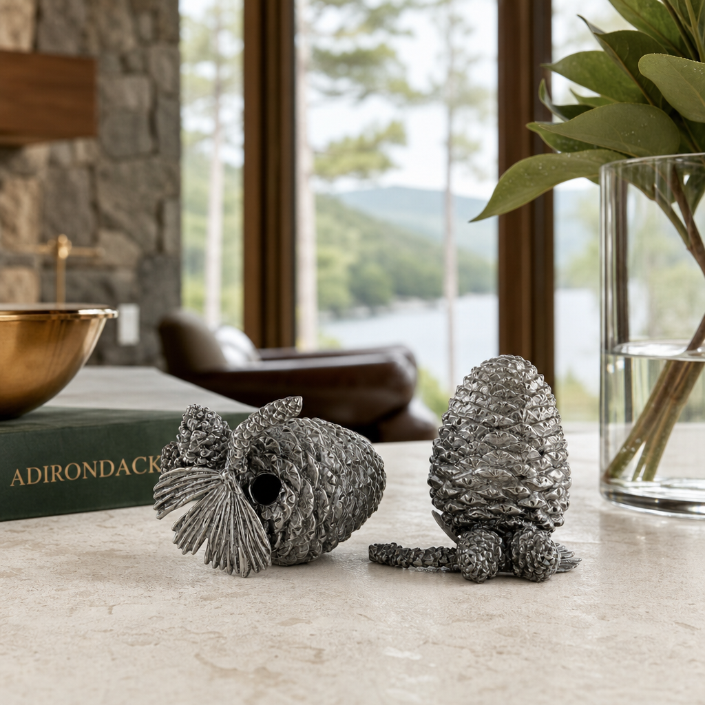 Pewter Pine Cones Salt & Pepper Set 9